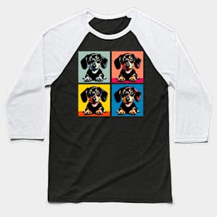 Pop Retro Dachshund Art - Cute Puppy Baseball T-Shirt